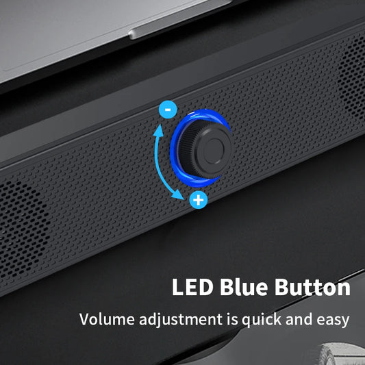 Long Desktop Dual Speakers - Wired 1002 & Wireless Bluetooth 3511, USB-Powered, AUX 3.5mm, LED Lights, 3D Stereo for Laptop and TV